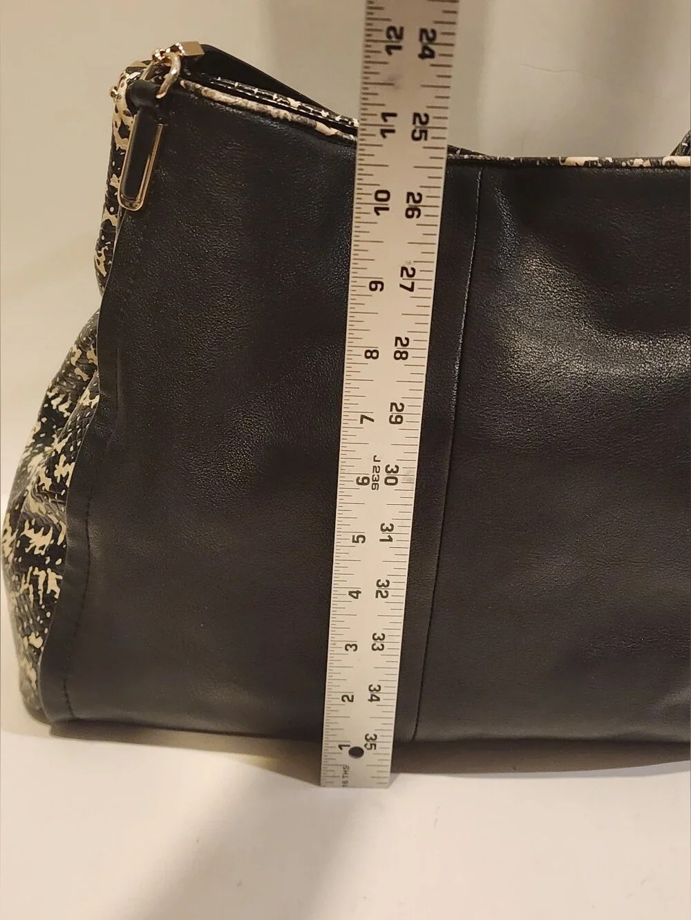 Coach Madison Phoebe Black Two-Tone Python Leather Shoulder Bag Tote Purse